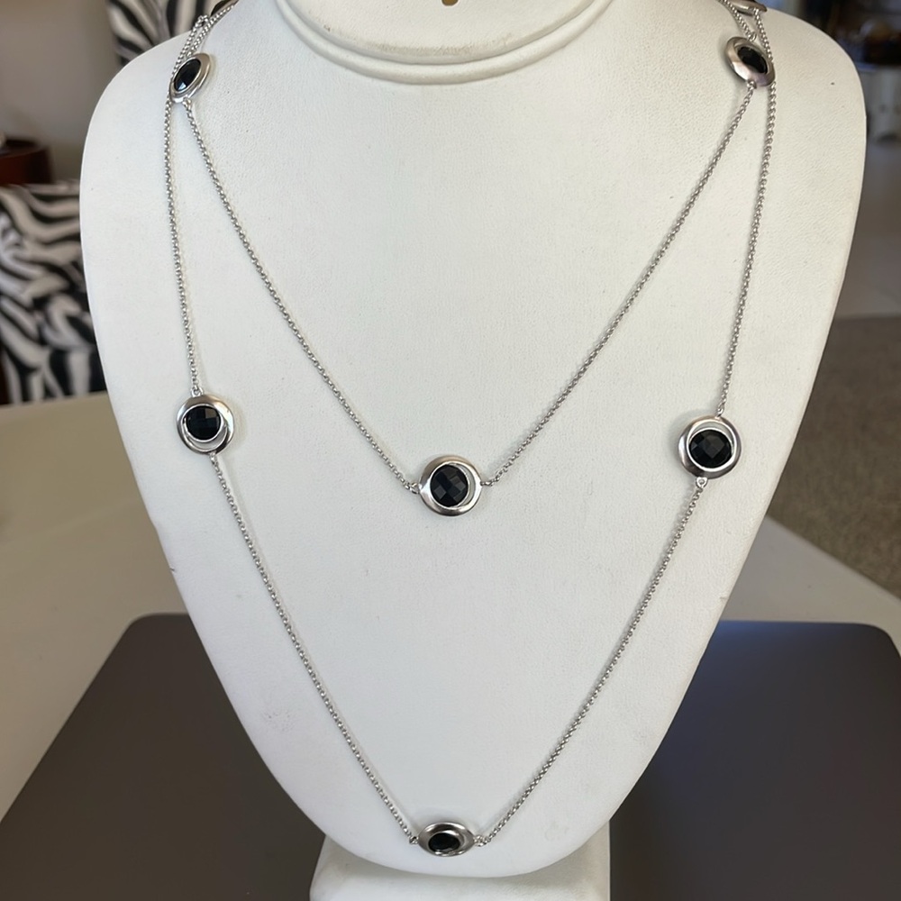 Dean Davidson Silver and Black Onyx Station Necklace